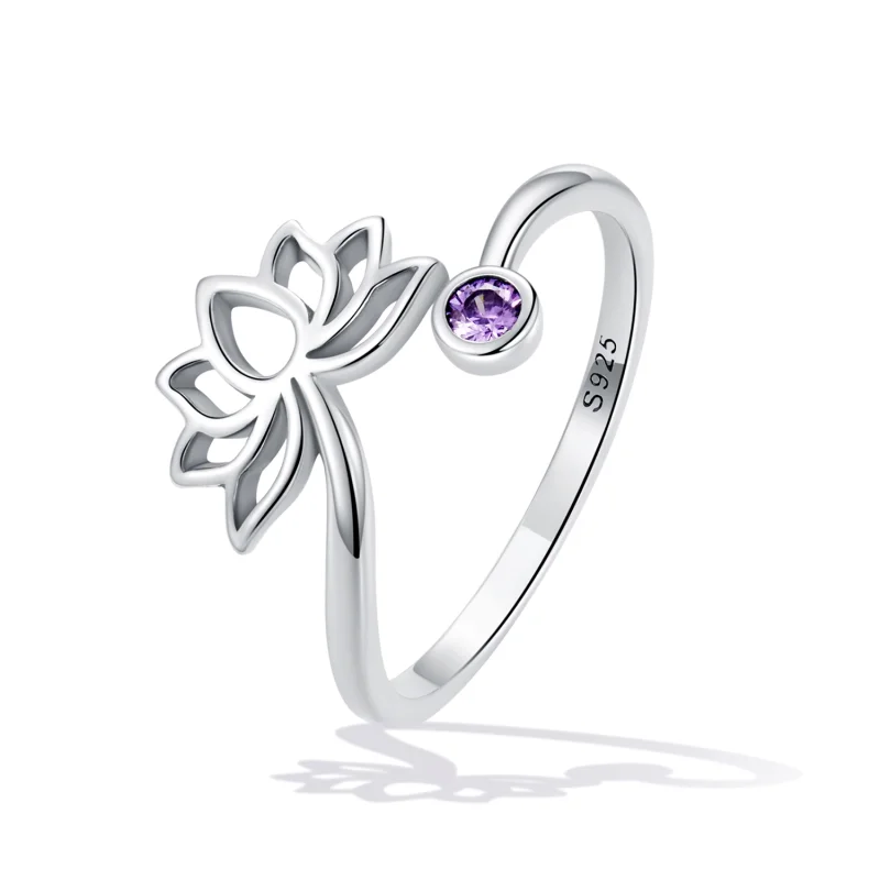 (imagem para) Pandora Style Simple Lotus Open Ring - SCR821 - Visualizar 2