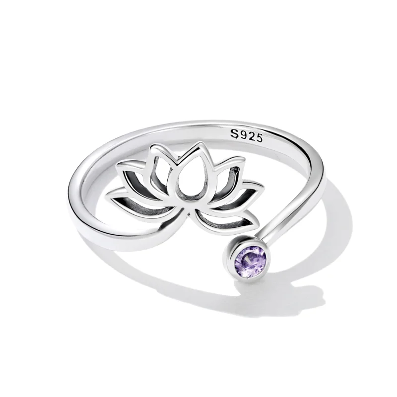 (imagem para) Pandora Style Simple Lotus Open Ring - SCR821 - Visualizar 3