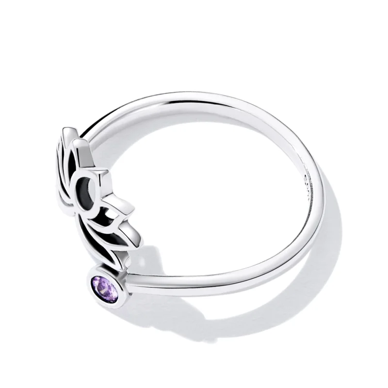 (imagem para) Pandora Style Simple Lotus Open Ring - SCR821 - Visualizar 4