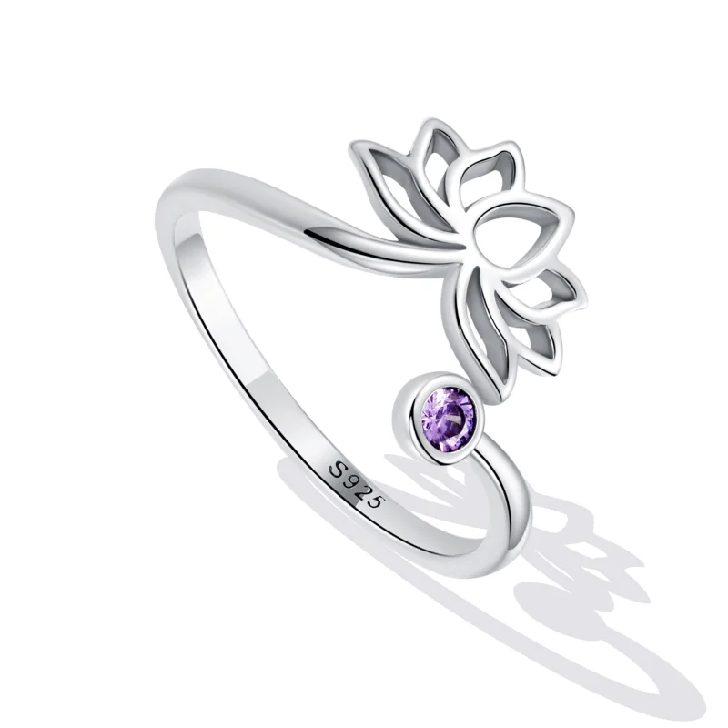 (imagem para) Pandora Style Simple Lotus Open Ring - SCR821 - Visualizar 5