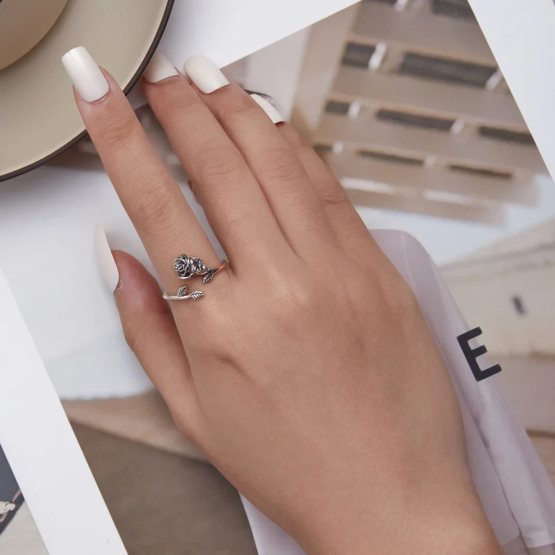 (imagem para) Pandora Style Skull Rose Open Ring - SCR879 - Visualizar 5