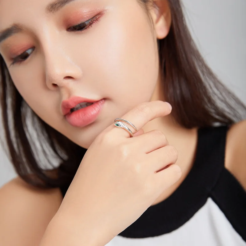 (imagem para) Pandora Style Snake Open Ring - BSR169 - Visualizar 6