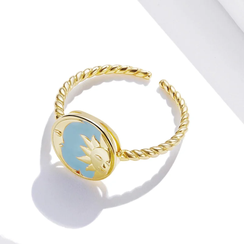 (imagem para) Pandora Style Sun and Moon Shine Together Open Ring - SCR732 - Visualizar 4
