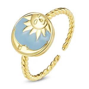 (imagem para) Pandora Style Sun and Moon Shine Together Open Ring - SCR732
