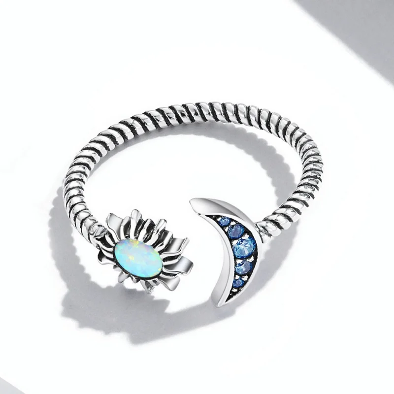 (imagem para) Pandora Style Sun, Moon, Stars Open Ring - SCR796 - Visualizar 3