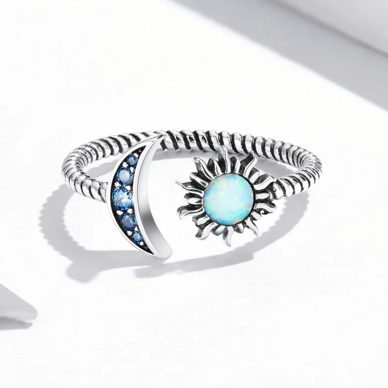 (imagem para) Pandora Style Sun, Moon, Stars Open Ring - SCR796 - Visualizar 4