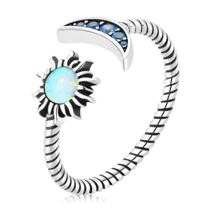 (imagem para) Pandora Style Sun, Moon, Stars Open Ring - SCR796