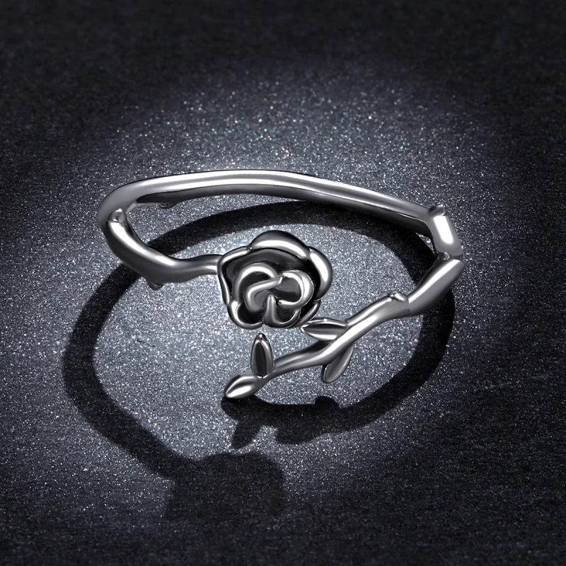 (imagem para) Pandora Style Thorny Rose Open Ring - BSR196 - Visualizar 5