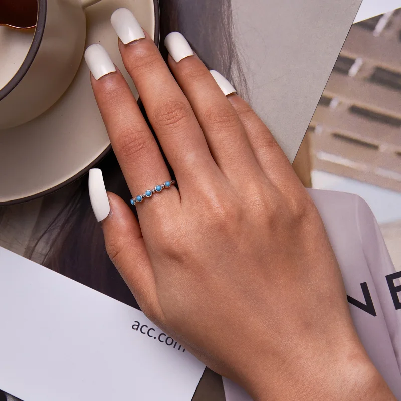 (imagem para) Pandora Style Turquoise Twist Open Ring - SCR823 - Visualizar 8