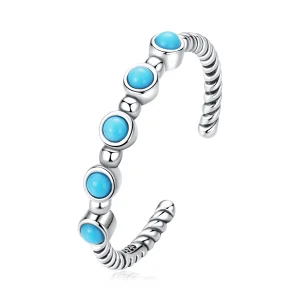 (imagem para) Pandora Style Turquoise Twist Open Ring - SCR823