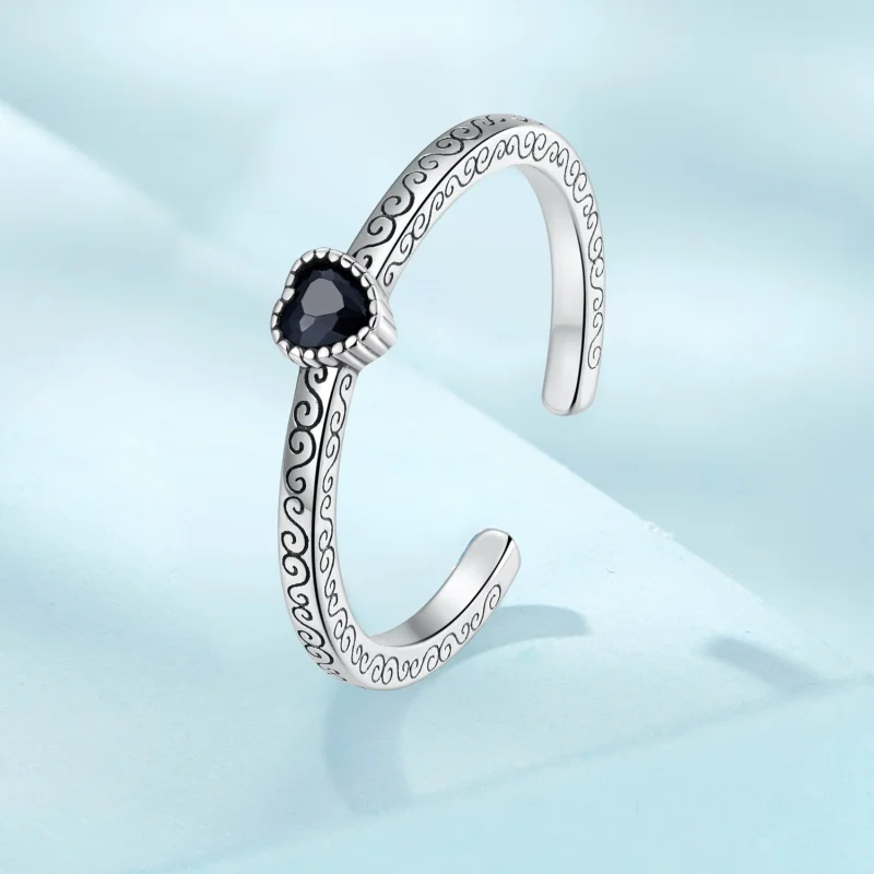 (imagem para) Pandora Style Vintage Black Zircon Open Ring - SCR878 - Visualizar 2