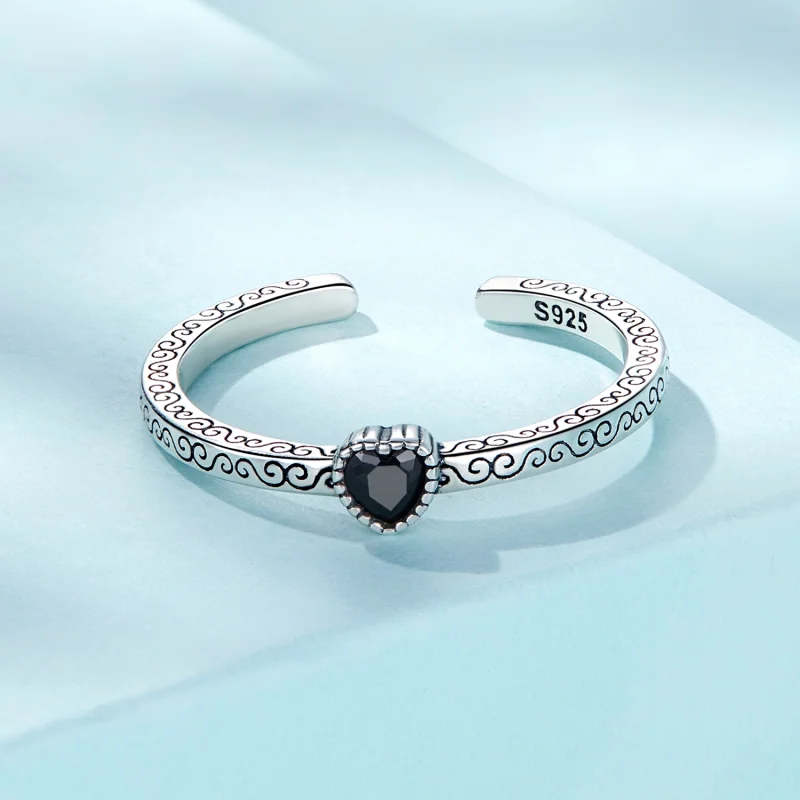 (imagem para) Pandora Style Vintage Black Zircon Open Ring - SCR878 - Visualizar 3