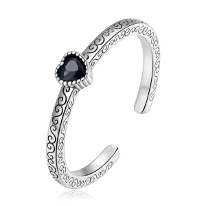 (imagem para) Pandora Style Vintage Black Zircon Open Ring - SCR878