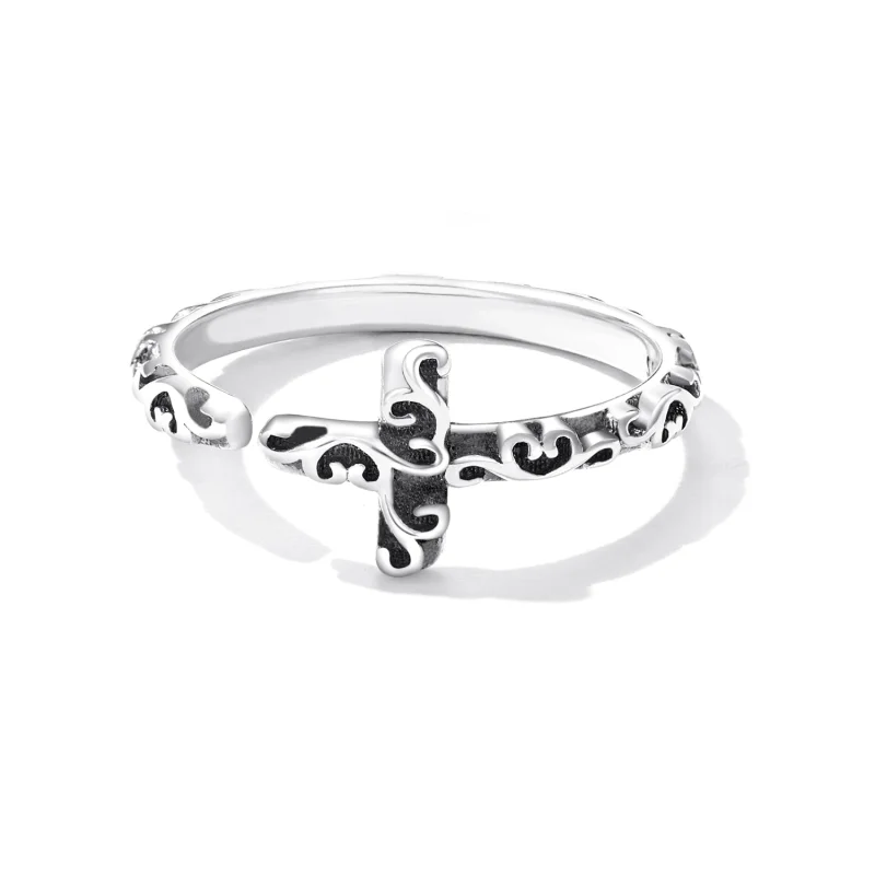 (imagem para) Pandora Style Vintage Cross Open Ring - VSR162 - Visualizar 2