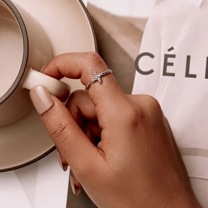 (imagem para) Pandora Style Vintage Cross Open Ring - VSR162 - Visualizar 7