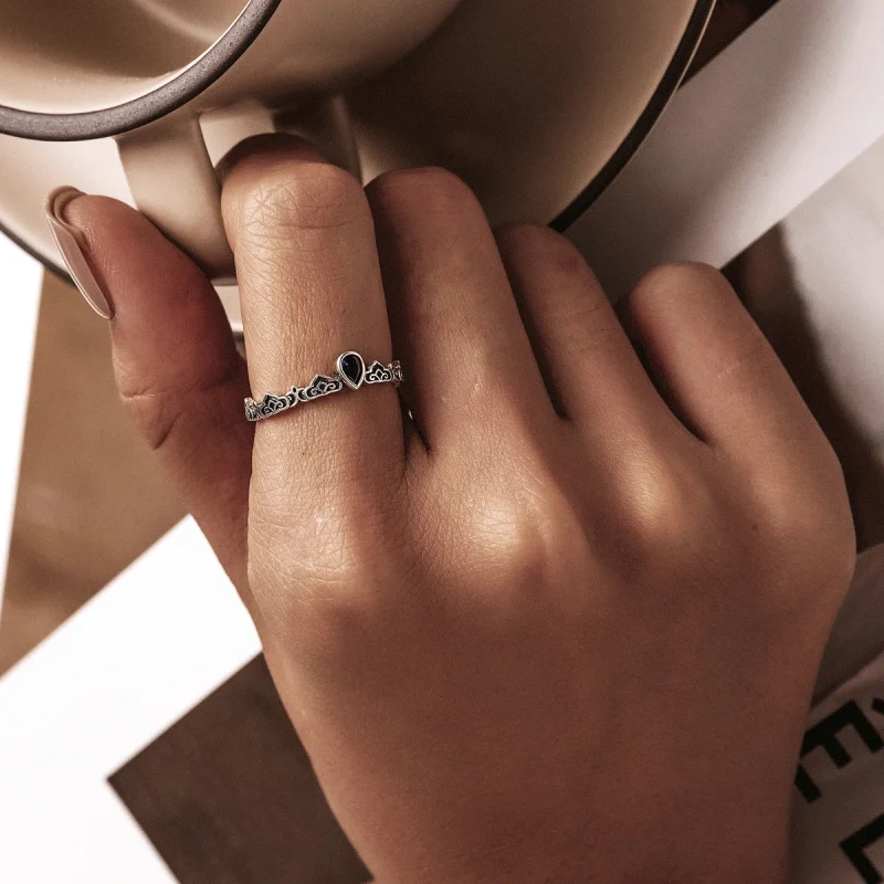 (imagem para) Pandora Style Vintage Pattern - Water Drops Open Ring - SCR767 - Visualizar 6