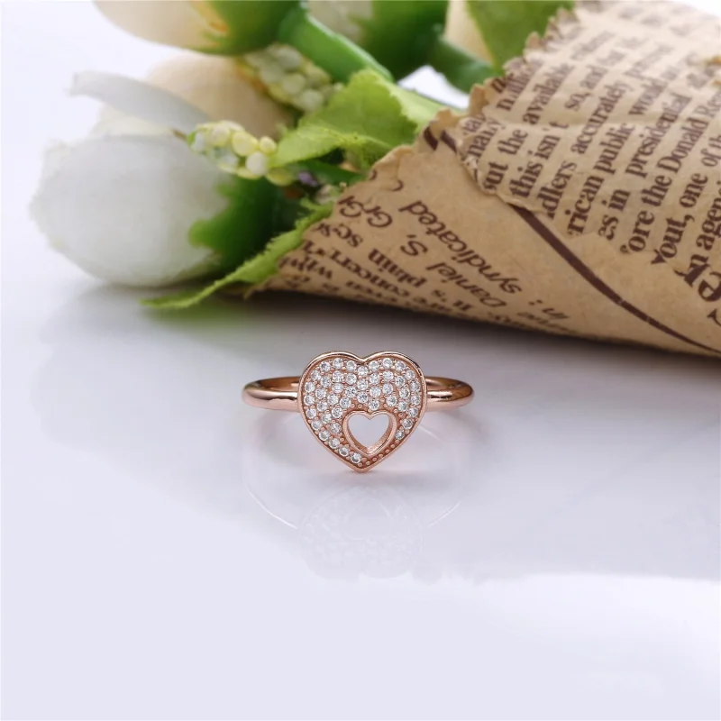 (imagem para) Anel PANDORA ROSETM Combinável Moldura Mini Coração - 186550CZ - Visualizar 2