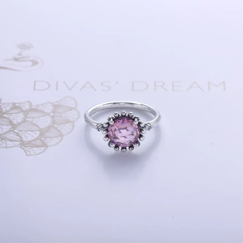 (imagem para) Anel PANDORA de Prata, light colour amethyst - 190850PAM - Visualizar 3