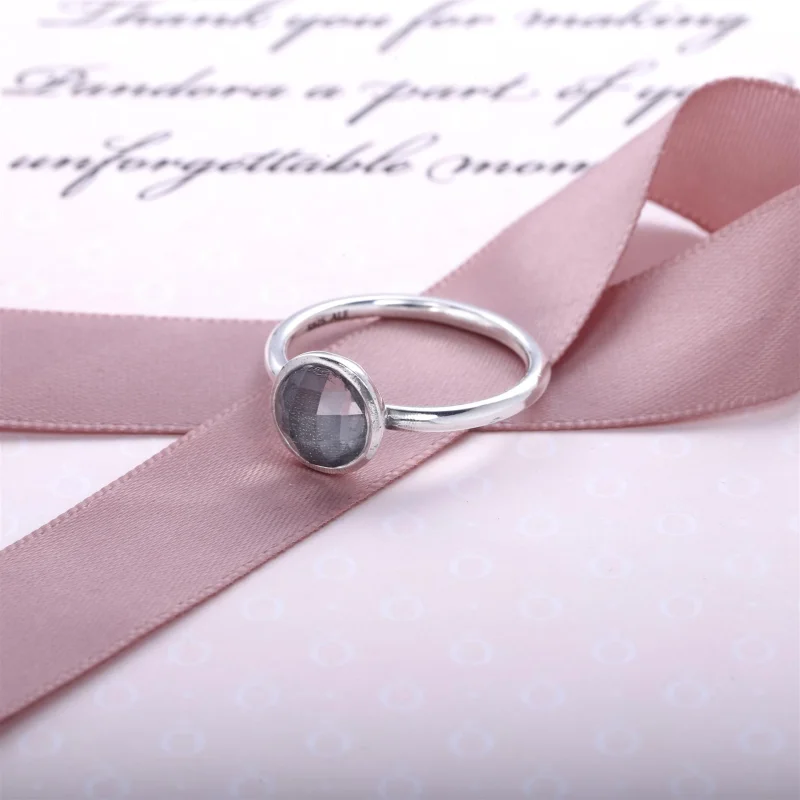 (imagem para) Anel PANDORA Gota de Cristal de Rocha - Abril - 191012RC - Visualizar 2