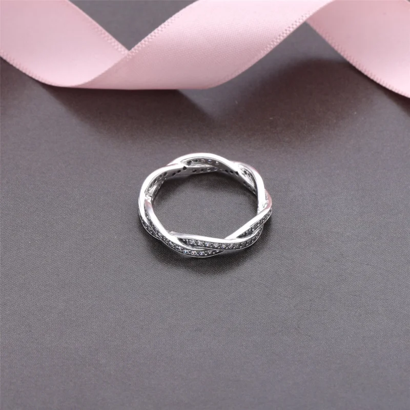 (imagem para) Braided pave Anel PANDORA de Prata com Zircônia Cúbica - 190892CZ - Visualizar 2