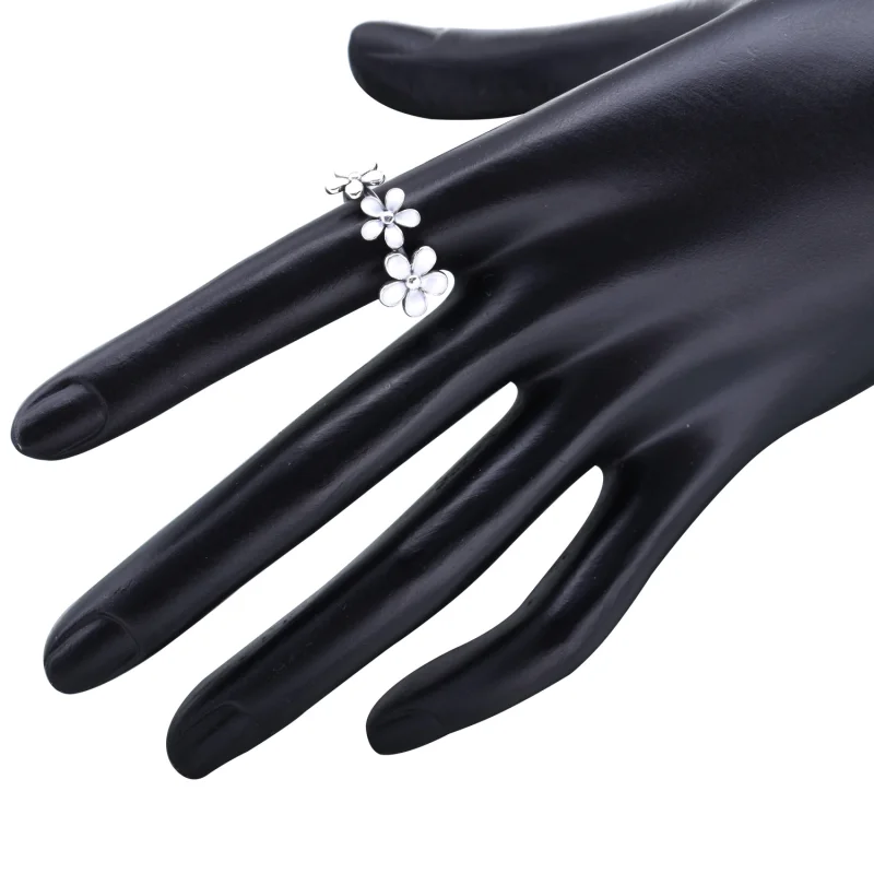 (imagem para) Daisies Anel PANDORA de Prata with white enamel - 190900EN12 - Visualizar 3