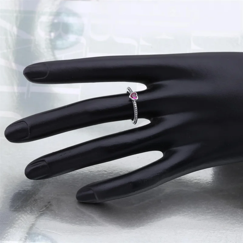 (imagem para) Heart Anel PANDORA de Prata with golden red synthetic ruby - 190896SGR - Visualizar 4