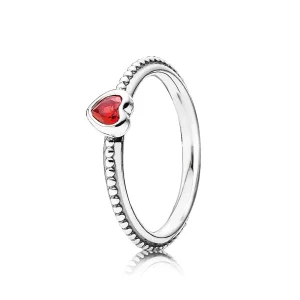 (imagem para) Heart Anel PANDORA de Prata with golden red synthetic ruby - 190896SGR