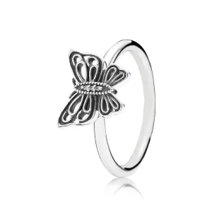 (imagem para) Openwork butterfly Anel PANDORA de Prata com Zircônia Cúbica