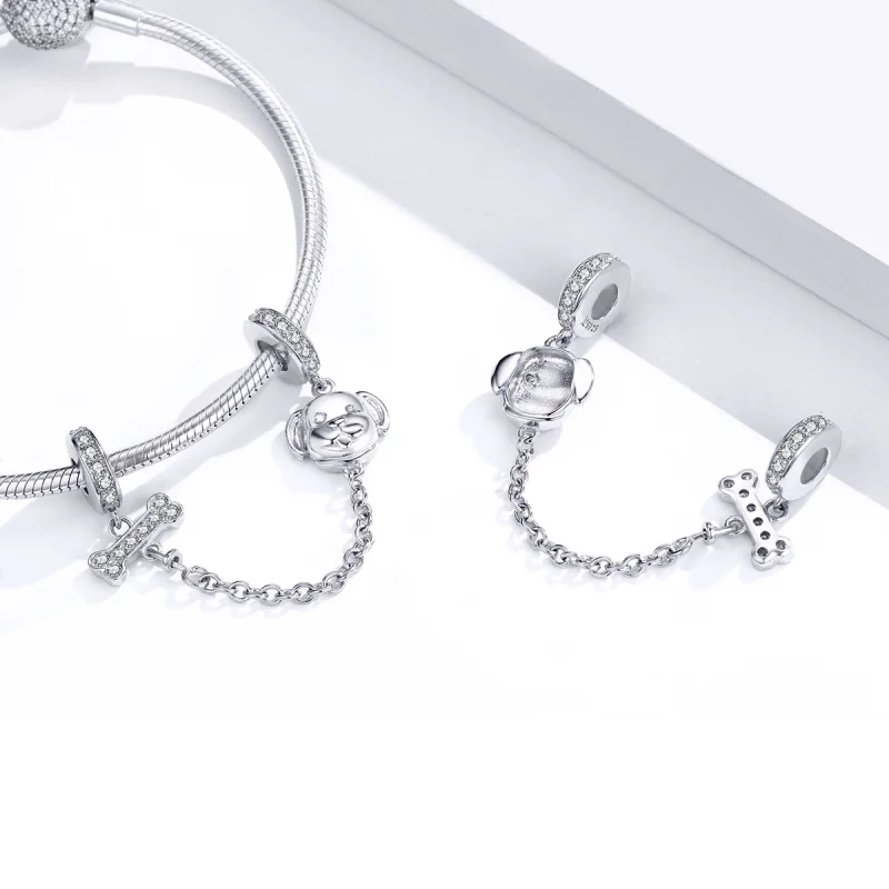 (imagem para) Pandora Style Adorable Puppy Safety Chain - SCC1434 - Visualizar 4