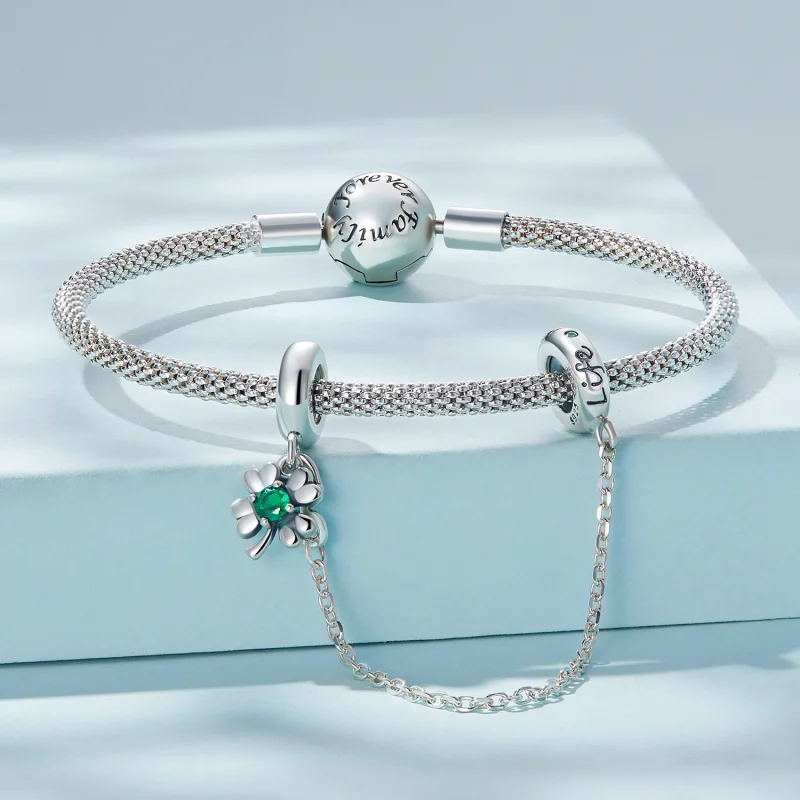 (imagem para) Pandora Style Four Leaf Clover Safety Chain - SCC2372 - Visualizar 3