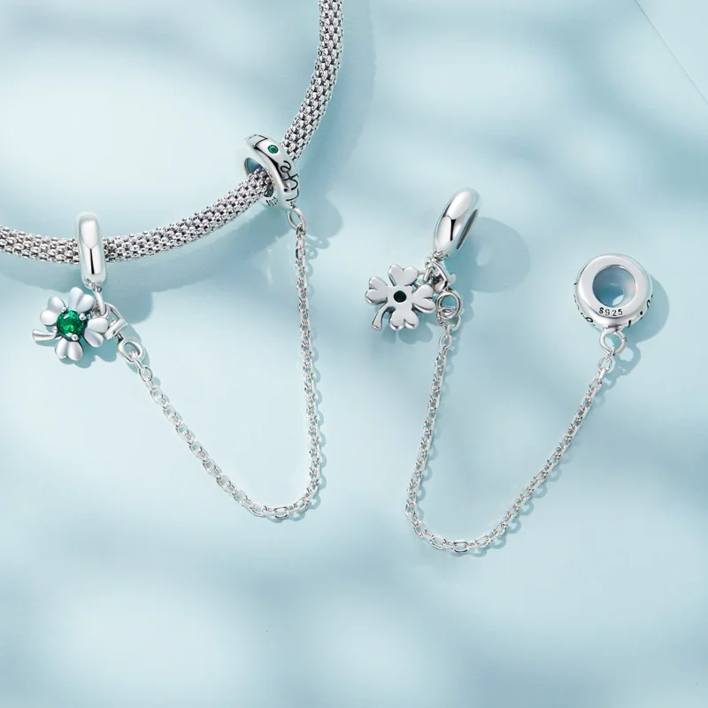 (imagem para) Pandora Style Four Leaf Clover Safety Chain - SCC2372 - Visualizar 4