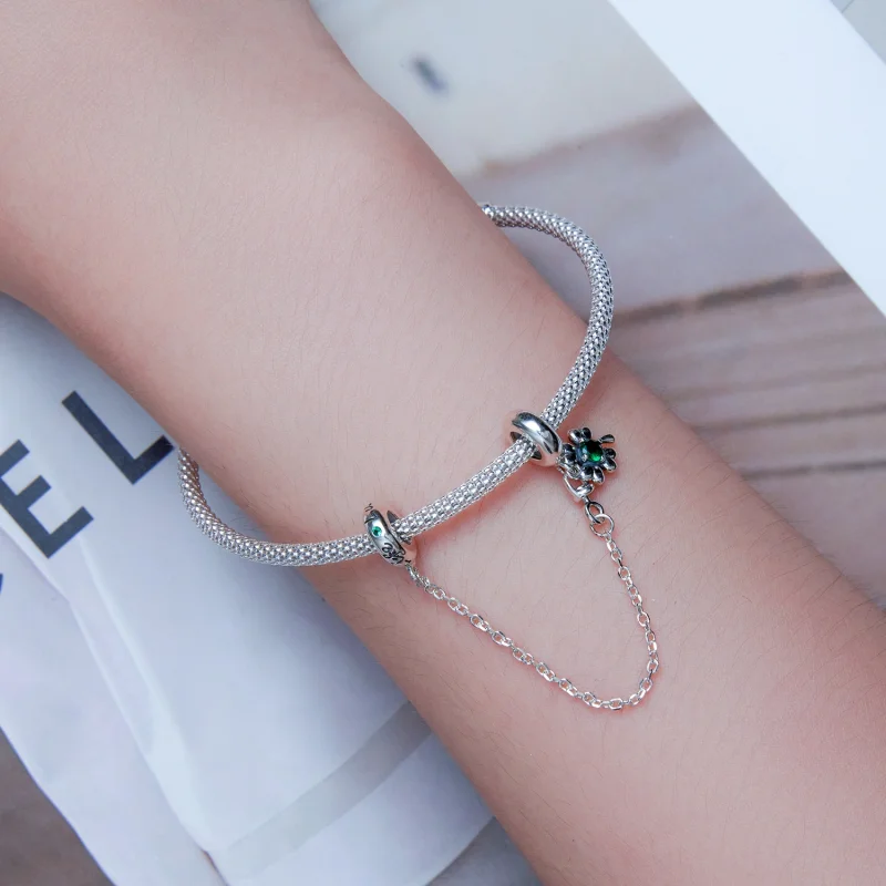 (imagem para) Pandora Style Four Leaf Clover Safety Chain - SCC2372 - Visualizar 5