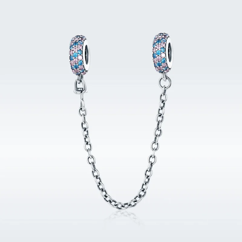 (imagem para) Pandora Style Pink Blue Miracle Safety Chain - SCC379 - Visualizar 2