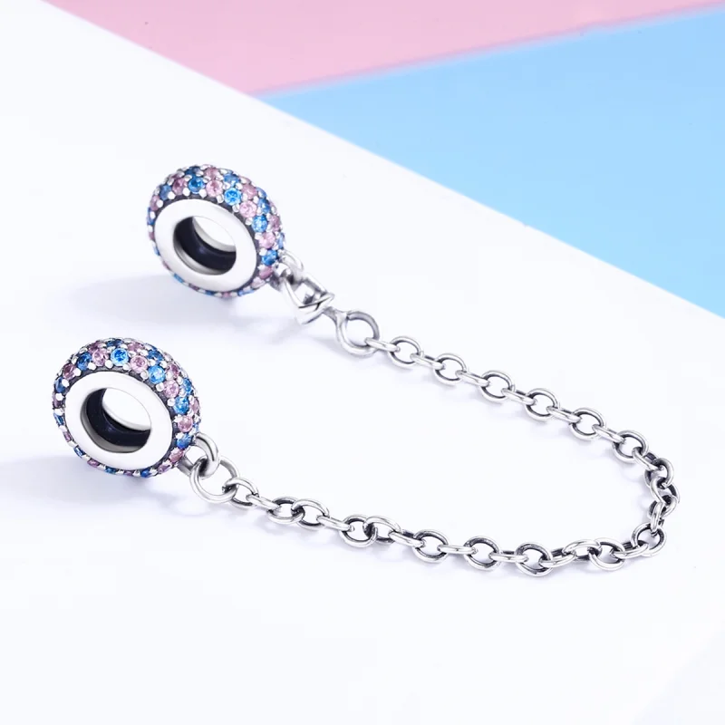 (imagem para) Pandora Style Pink Blue Miracle Safety Chain - SCC379 - Visualizar 4