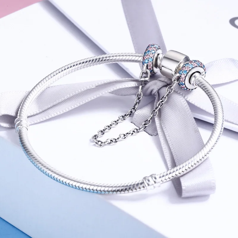 (imagem para) Pandora Style Pink Blue Miracle Safety Chain - SCC379 - Visualizar 5