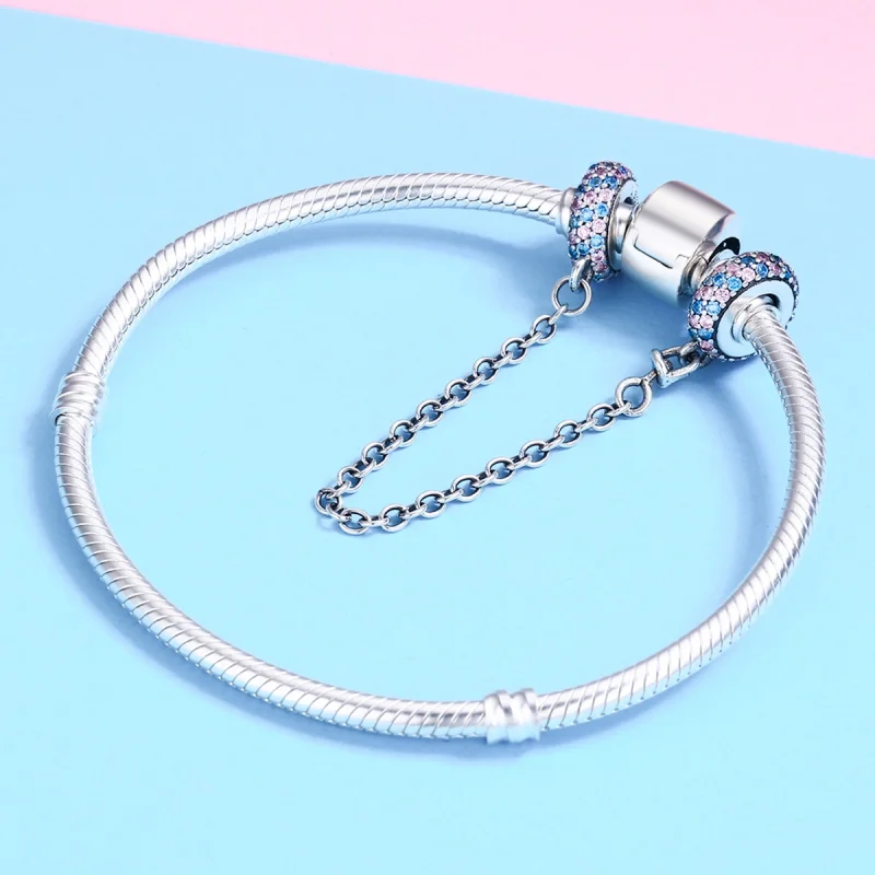 (imagem para) Pandora Style Pink Blue Miracle Safety Chain - SCC379 - Visualizar 6