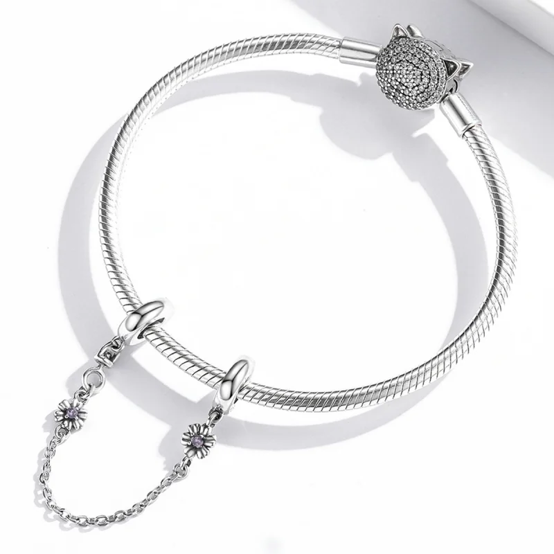 (imagem para) Pandora Style Retro Flowers Safety Chain - SCC2100 - Visualizar 3