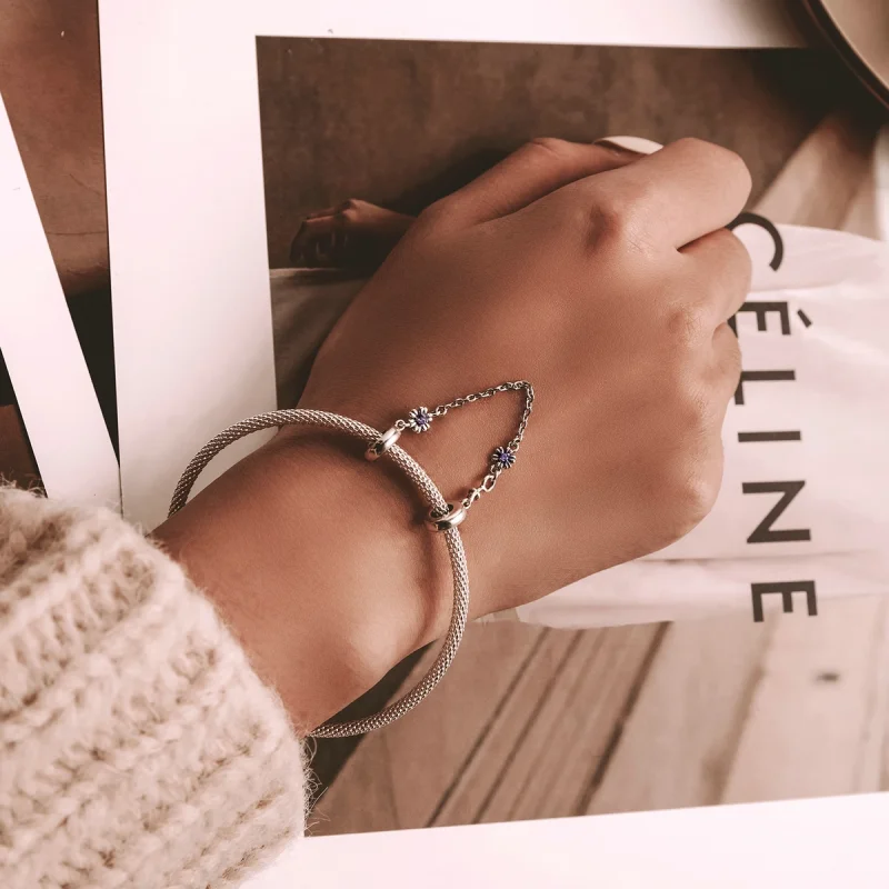 (imagem para) Pandora Style Retro Flowers Safety Chain - SCC2100 - Visualizar 5
