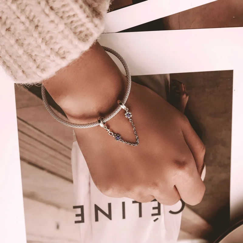 (imagem para) Pandora Style Retro Flowers Safety Chain - SCC2100 - Visualizar 6