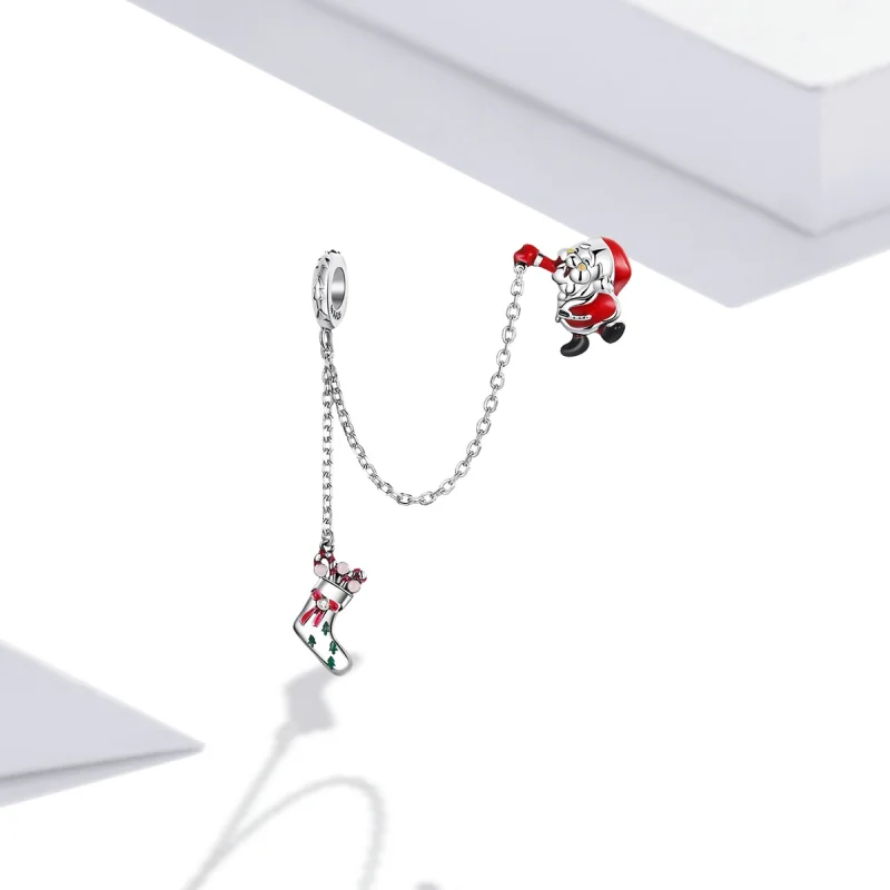 (imagem para) Pandora Style Santa Claus Safety Chain - BSC542 - Visualizar 2