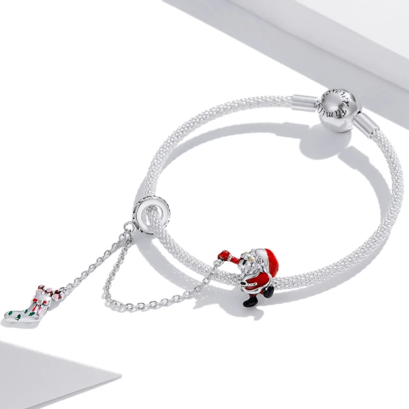 (imagem para) Pandora Style Santa Claus Safety Chain - BSC542 - Visualizar 3