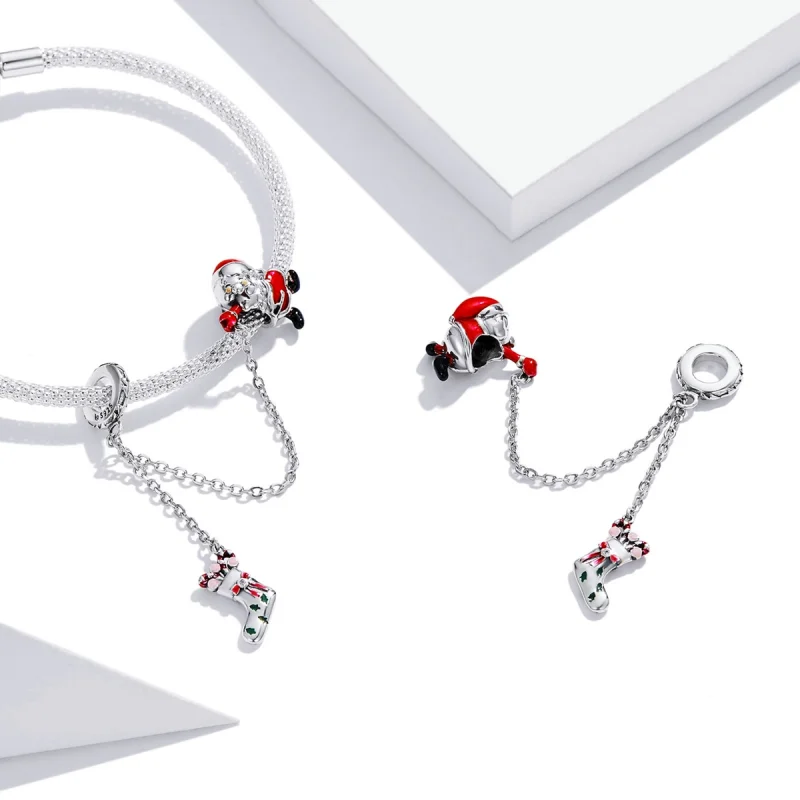 (imagem para) Pandora Style Santa Claus Safety Chain - BSC542 - Visualizar 4