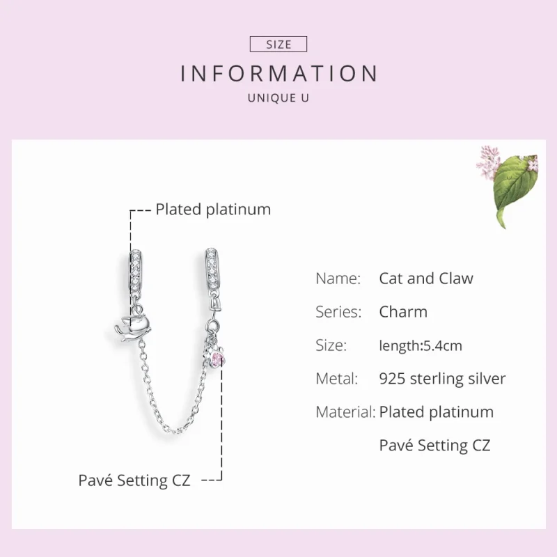 (imagem para) Corrente de Segurança Gato e garra estilo Pandora - BSC243 - Visualizar 7