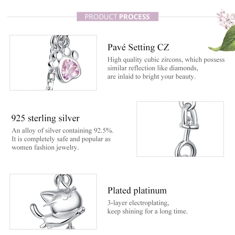 (imagem para) Corrente de Segurança Gato e garra estilo Pandora - BSC243 - Visualizar 8