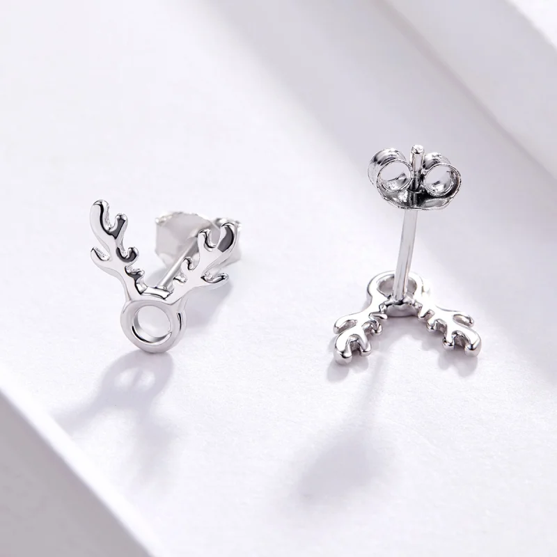 (imagem para) Pandora Style Antlers Stud Earrings - BSE116 - Visualizar 2