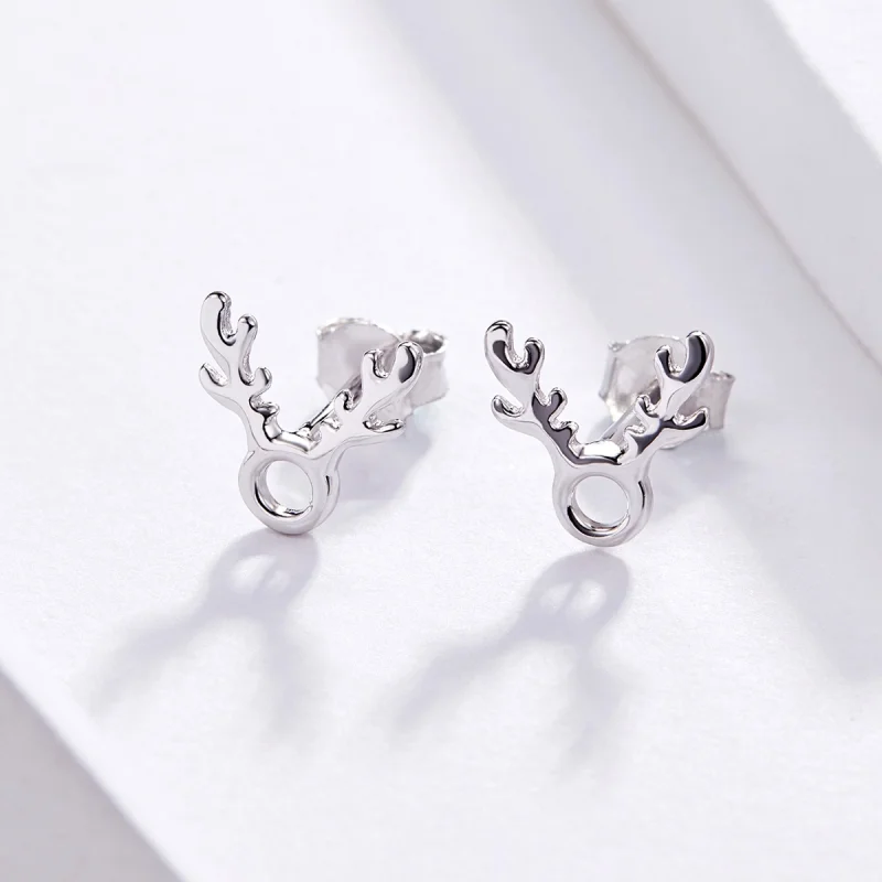 (imagem para) Pandora Style Antlers Stud Earrings - BSE116 - Visualizar 4