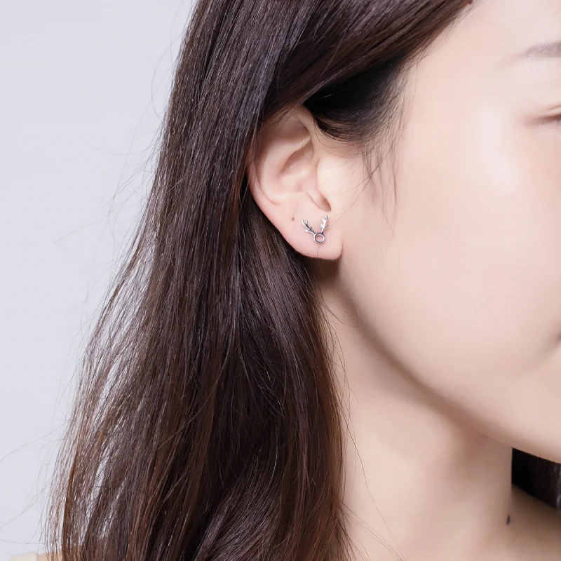 (imagem para) Pandora Style Antlers Stud Earrings - BSE116 - Visualizar 5