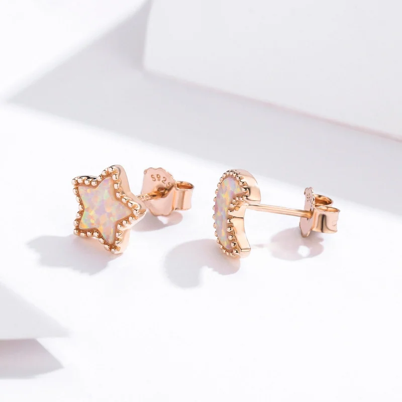 (imagem para) Pandora Style Asymmetric Moon Stud Earrings - SCE691 - Visualizar 3