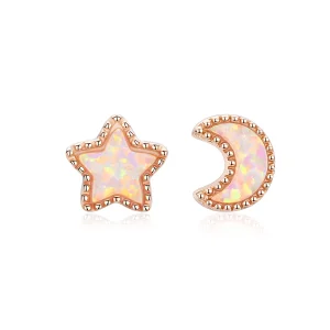 (imagem para) Pandora Style Asymmetric Moon Stud Earrings - SCE691