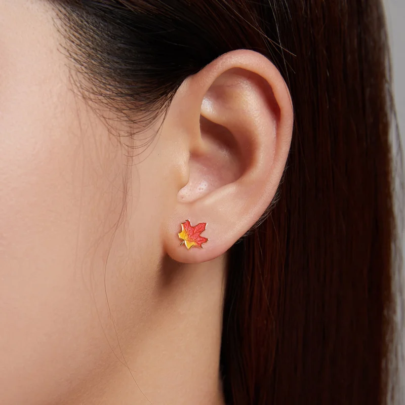 (imagem para) Pandora Style Autumn - Maple Leaf Stud Earrings - SCE1244 - Visualizar 3